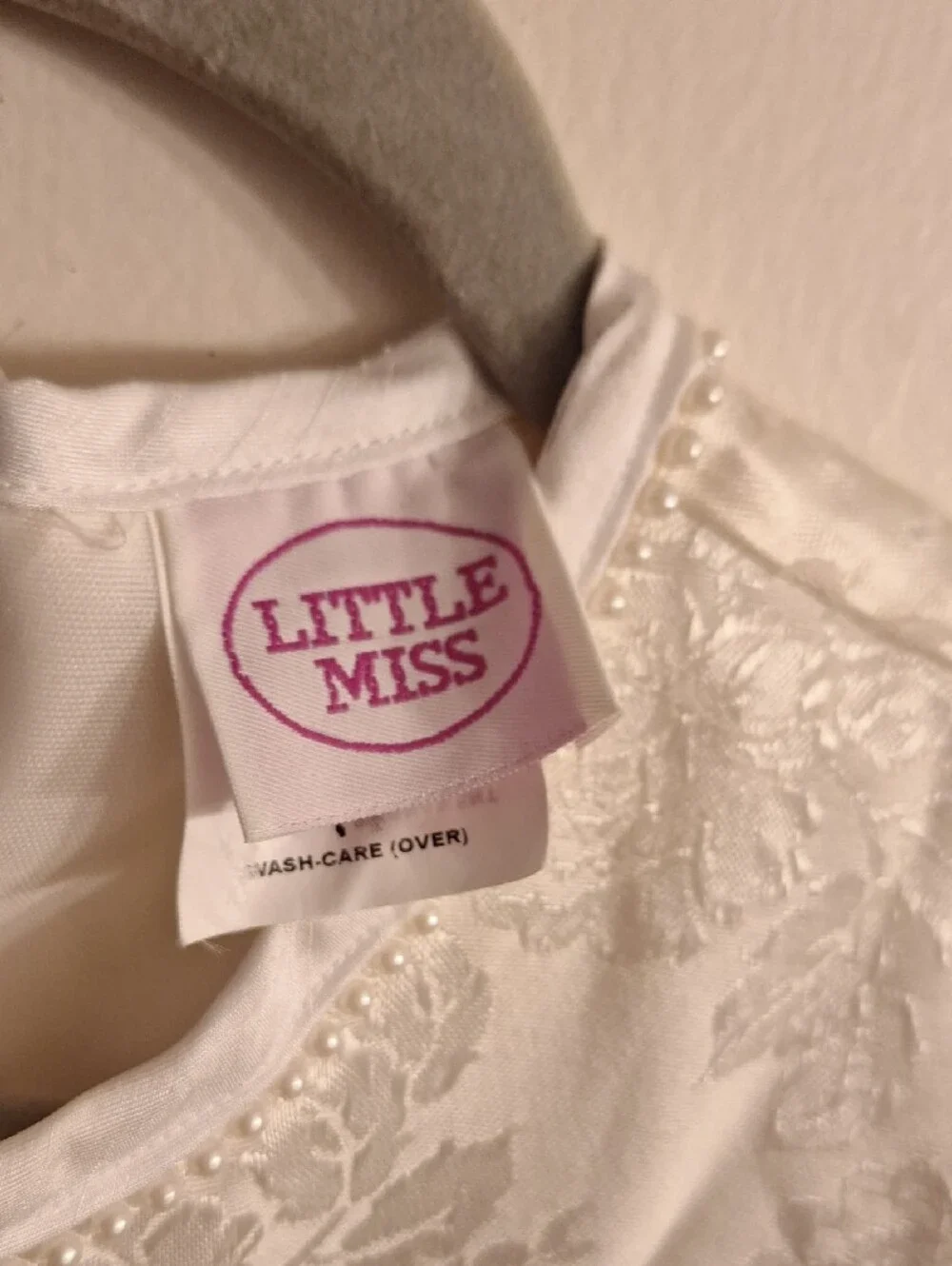 Little Miss White Puff Sleeve Lace Bodice Dress